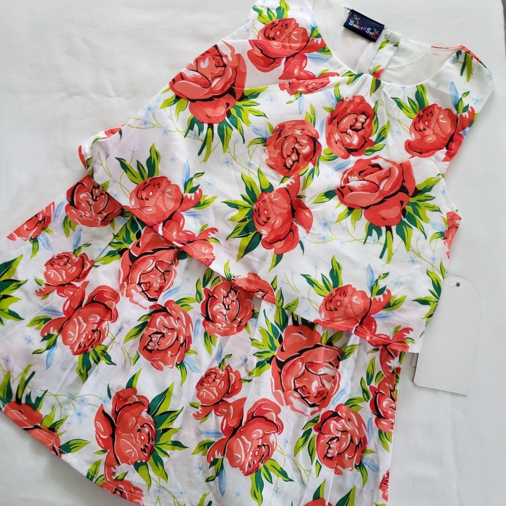 Sweet & Soft || Orange Floral Sleeveless Top